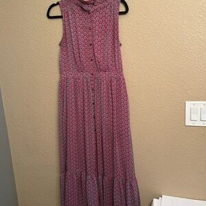 Banana Republic size 2 red and blue peasant style sleeveless dress button down